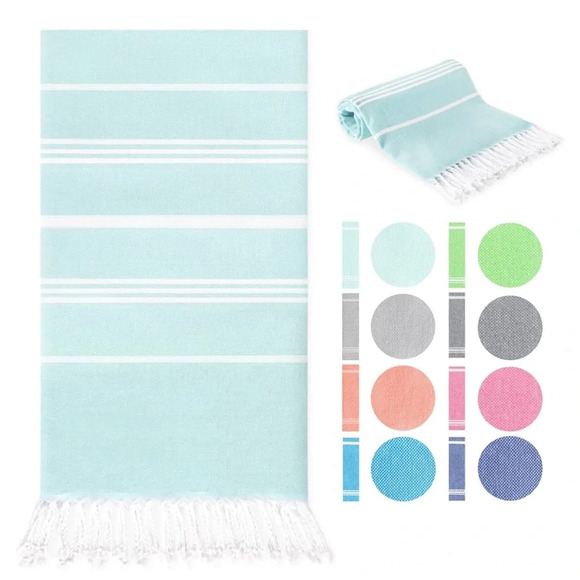 🆕 Turkish Beach Towel Oversized 38x71, Aqua - Picture 1 of 10